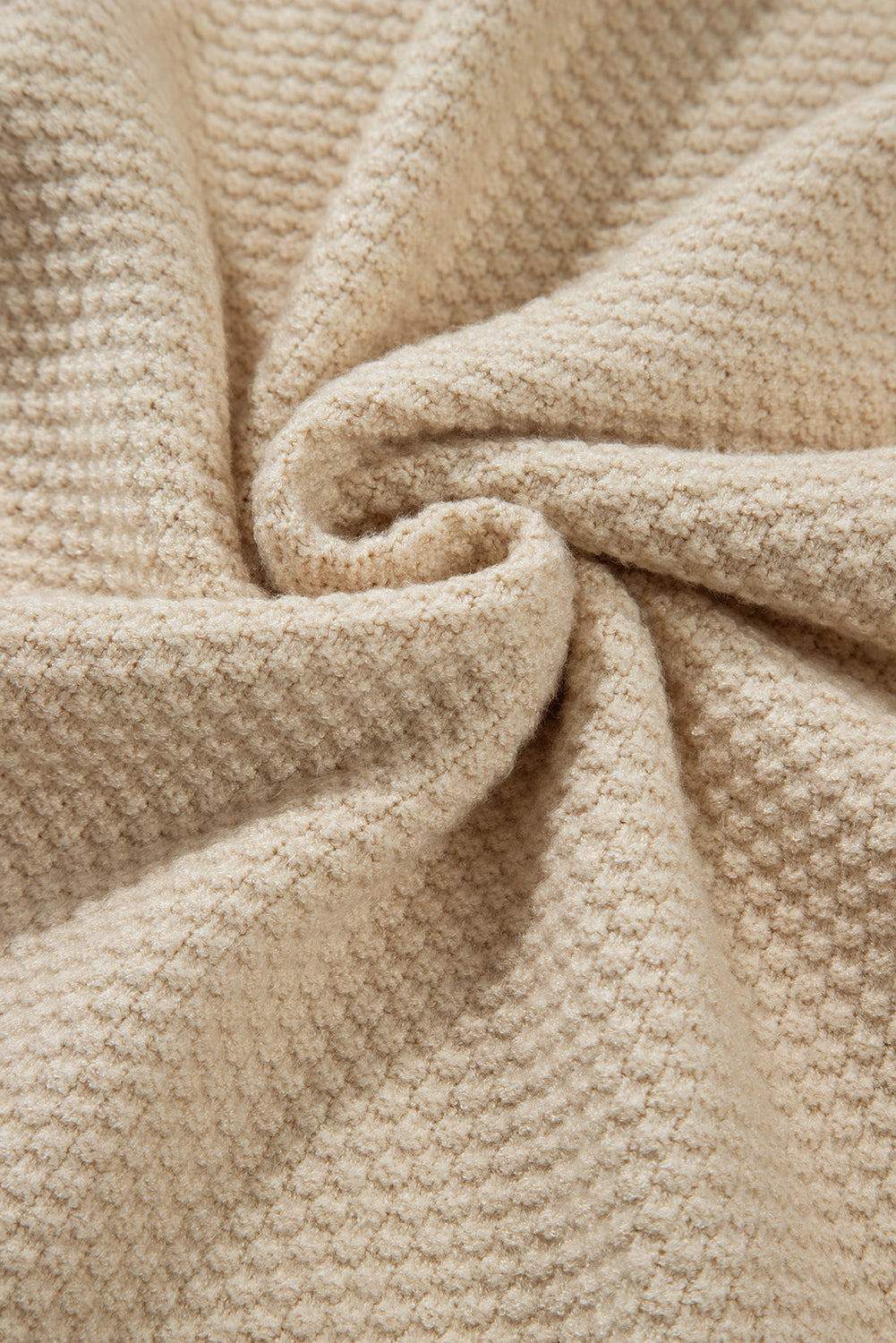 Parchment Solid Textured Knit Split Cuff Drop Shoulder Loose Sweater Sweaters JT's Designer Fashion