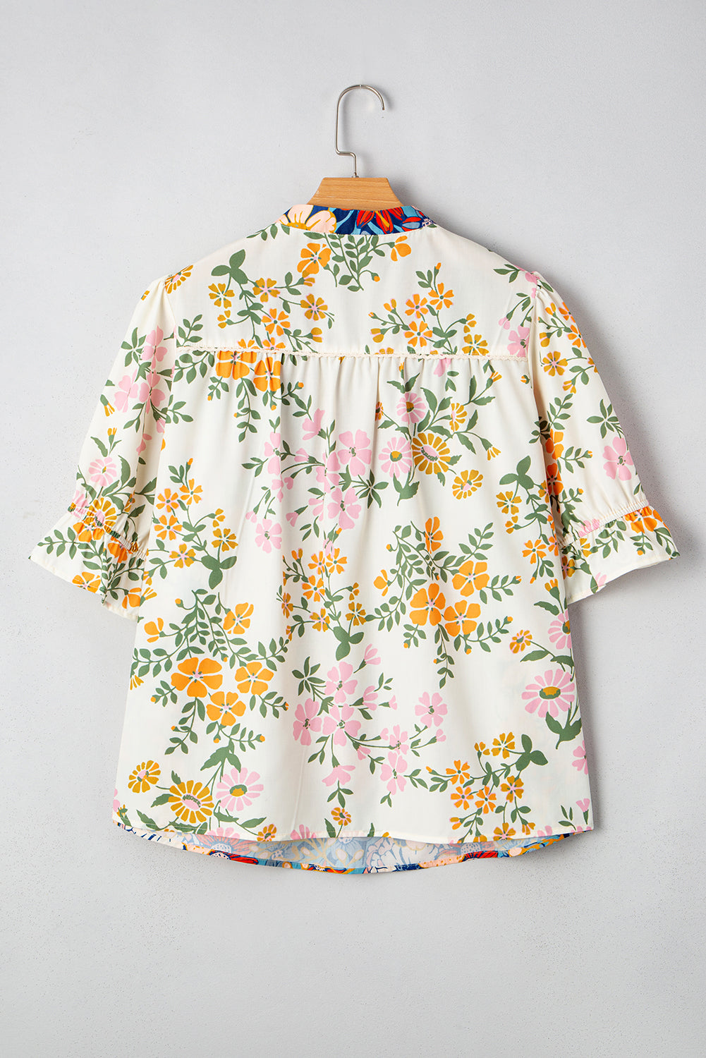 Boho Bloom Plus Size Floral Blouse – Vibrant V-Neck Tunic Top with Puff Sleeves Plus Size Blouses & Shirts JT's Designer Fashion