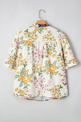 Boho Bloom Plus Size Floral Blouse – Vibrant V-Neck Tunic Top with Puff Sleeves Plus Size Blouses & Shirts JT's Designer Fashion