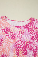 Rose Classic Leopard Print Handkerchief Hem Tunic Top Blouses & Shirts JT's Designer Fashion