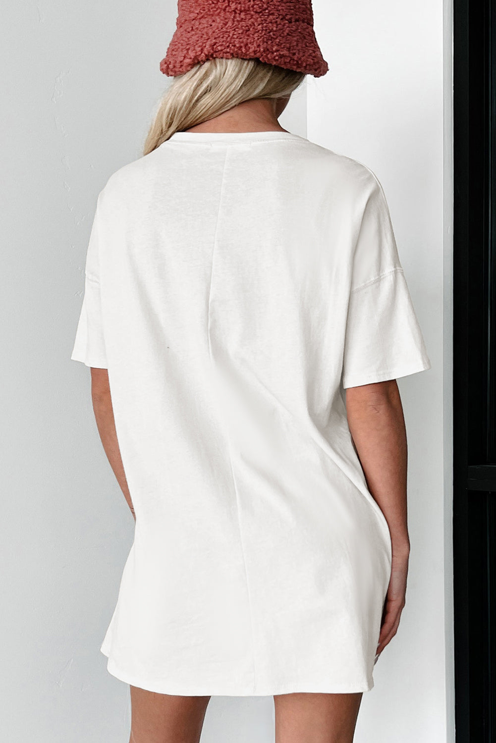 White Thanksgiving Pumpkin Print Loose Crewneck Tunic T Shirt Graphic Tees JT's Designer Fashion