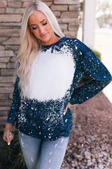 Navy Tie-dyed Crew Neck Pullover Sweatshirt Sweatshirts & Hoodies JT's Designer Fashion