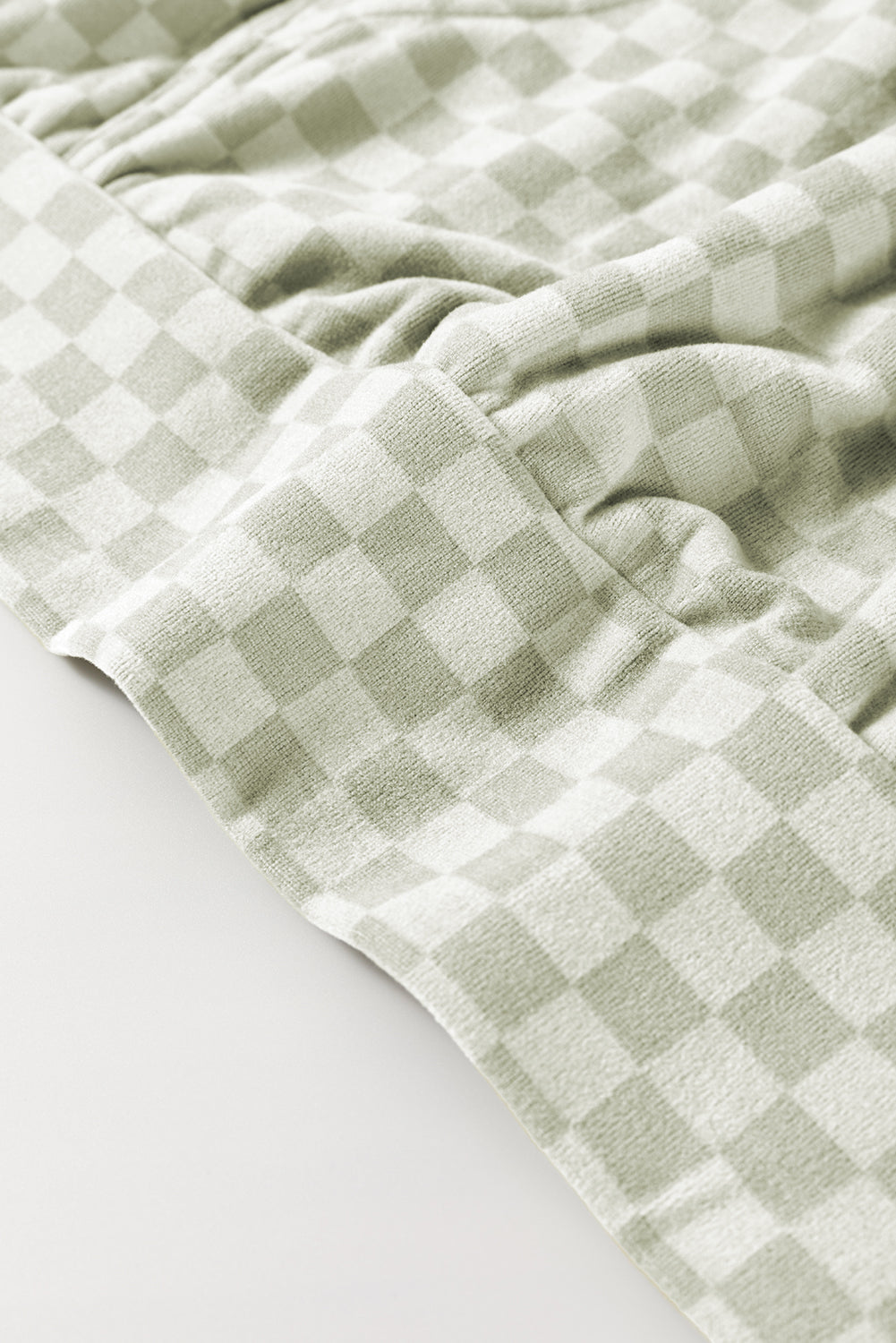 Green Checkered Print Kangaroo Pocket Drawstring Hoodie Sweatshirts & Hoodies JT's Designer Fashion