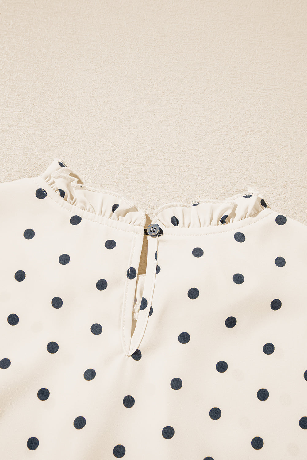 Apricot Polka Dot Print Frilled Collar Lantern Sleeve Blouse Blouses & Shirts JT's Designer Fashion