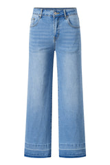 Dusk Blue Raw Hem Straight Leg Loose High Waist Jeans Jeans JT's Designer Fashion