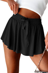 Black Drawstring High Waist Lined Tennis Skorts Skirts & Petticoat JT's Designer Fashion