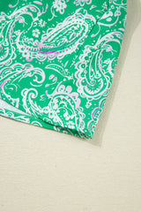 Green Paisley Print Long Sleeve Button Front Tied Waist Mini Dress Mini Dresses JT's Designer Fashion