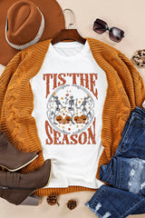 White Halloween Season Dancing Skeleton Graphic Tee Graphic Tees JT's Designer Fashion