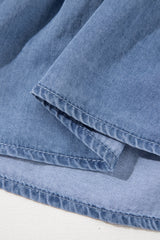 Ashleigh Blue Ruffled V Neck Smocked High Waist Denim Mini Dress Mini Dresses JT's Designer Fashion