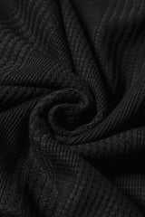 Black Solid Color Ribbed Ruffle Tank Top and Pants Set Pant Sets JT's Designer Fashion
