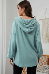 Buttoned High and Low Hem Hoodie Sweatshirts & Hoodies JT's Designer Fashion