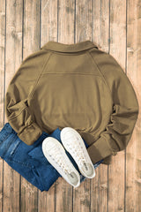 Brown Quarter Zip Stand Neck Kangaroo Pocket Sweatshirt Sweatshirts & Hoodies JT's Designer Fashion