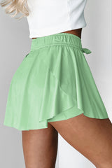 Light Green Drawstring High Waist Lined Tennis Skorts Skirts & Petticoat JT's Designer Fashion