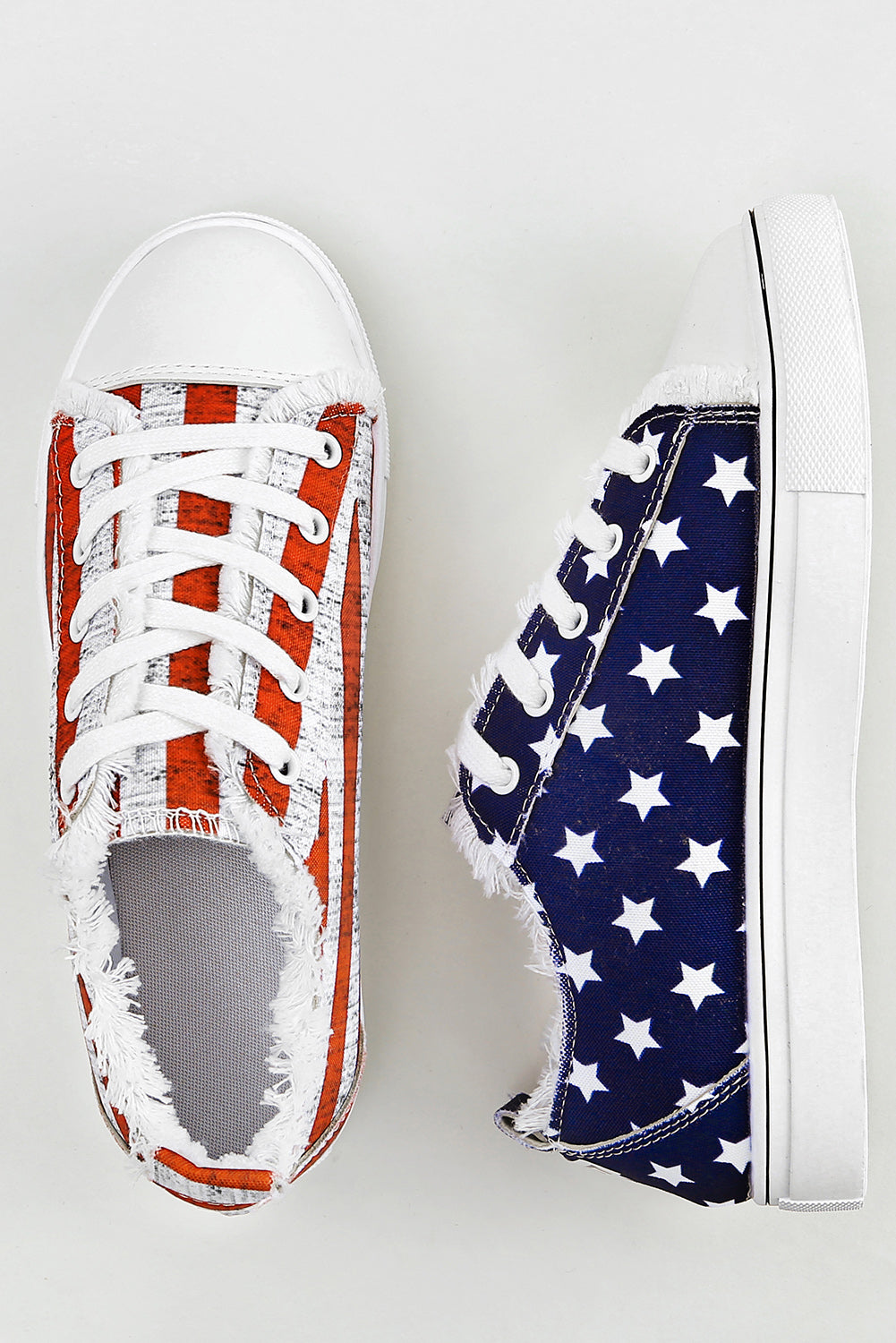 Blue American Flag Lace-up Canvas Flat Shoes Women's Shoes JT's Designer Fashion