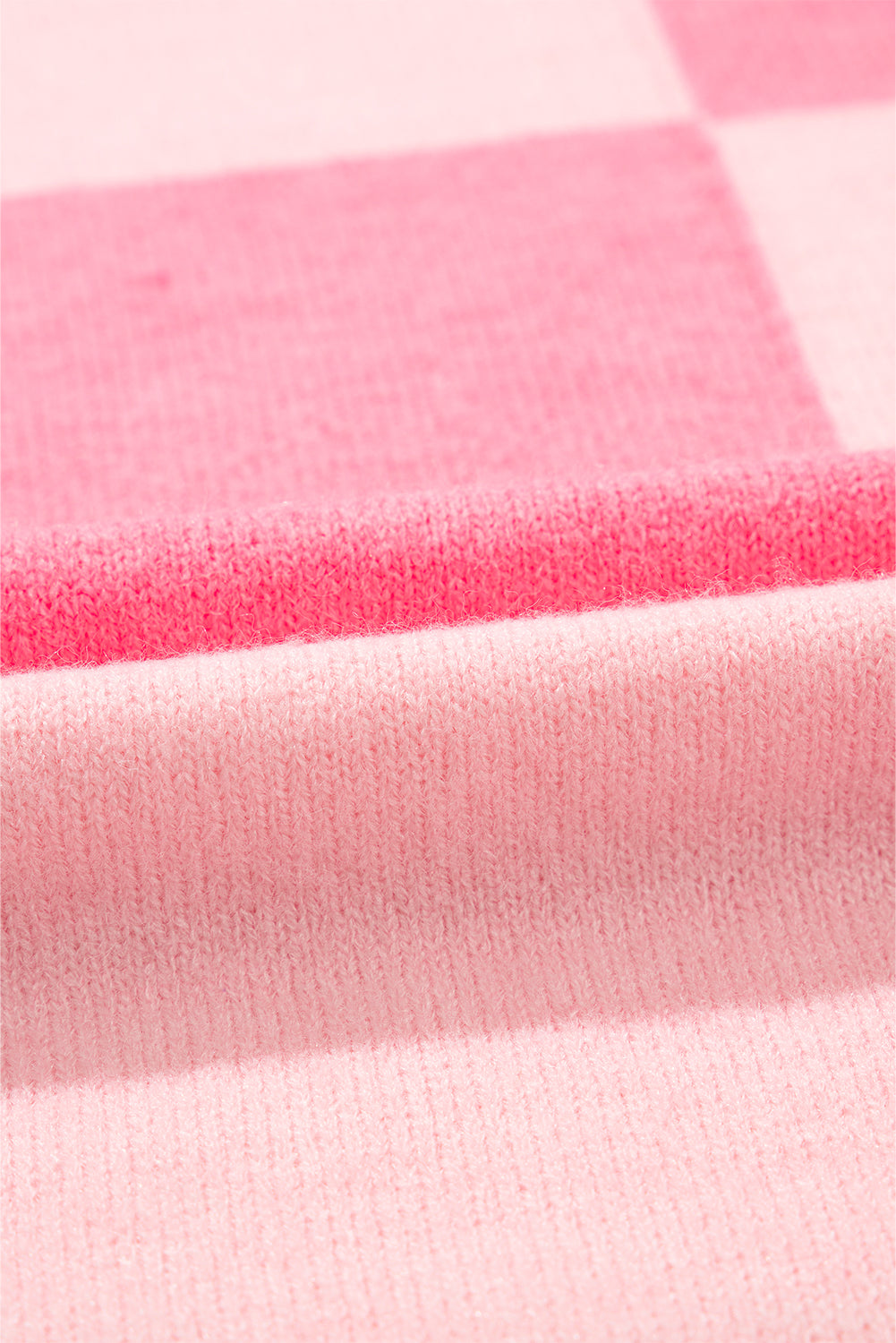 Pink Checkered Colorblock Striped High Low Loose Sweater Sweaters JT's Designer Fashion