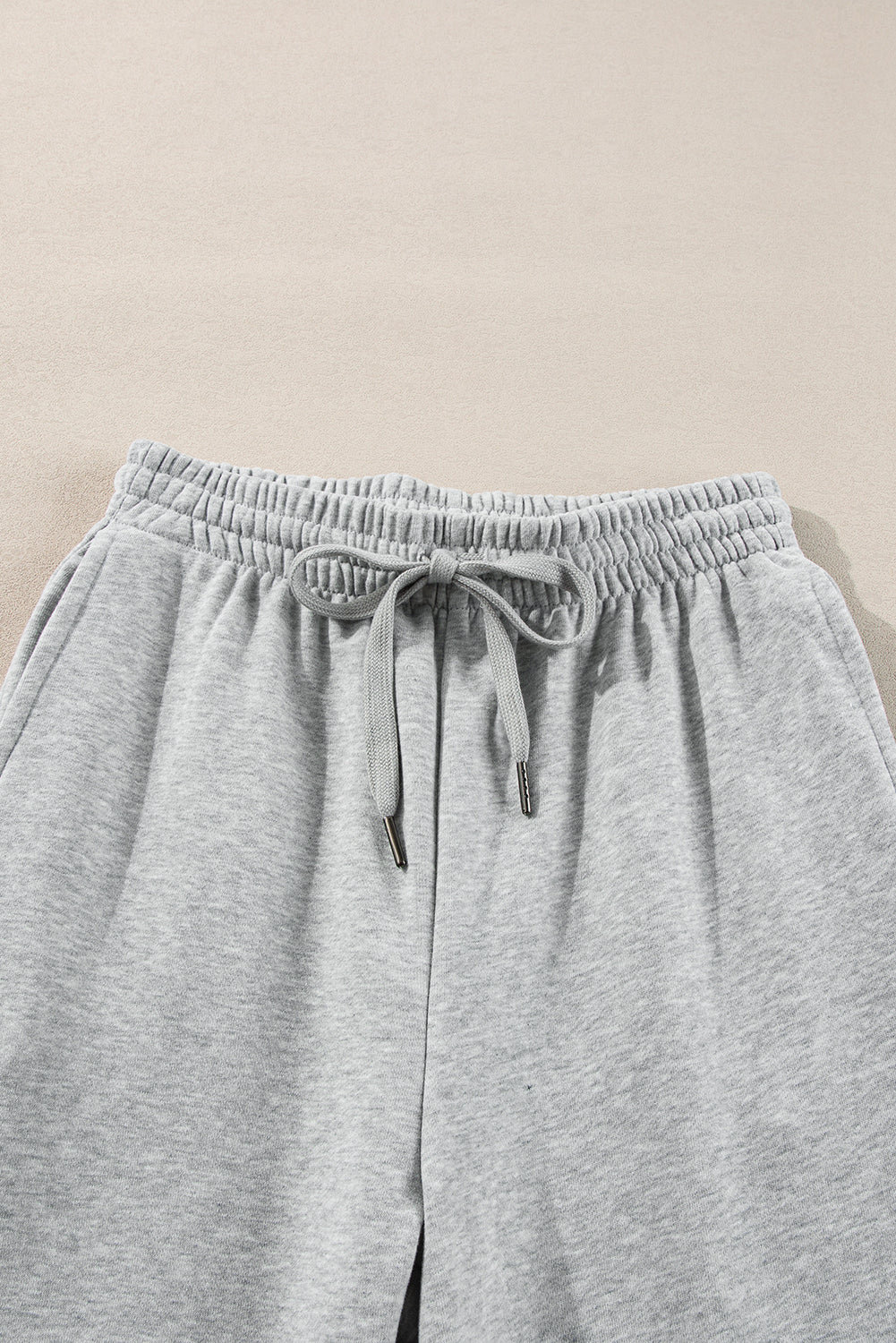 Light Grey Solid Color Fleece Lined Drawstring Waist Joggers Pants & Culotte JT's Designer Fashion