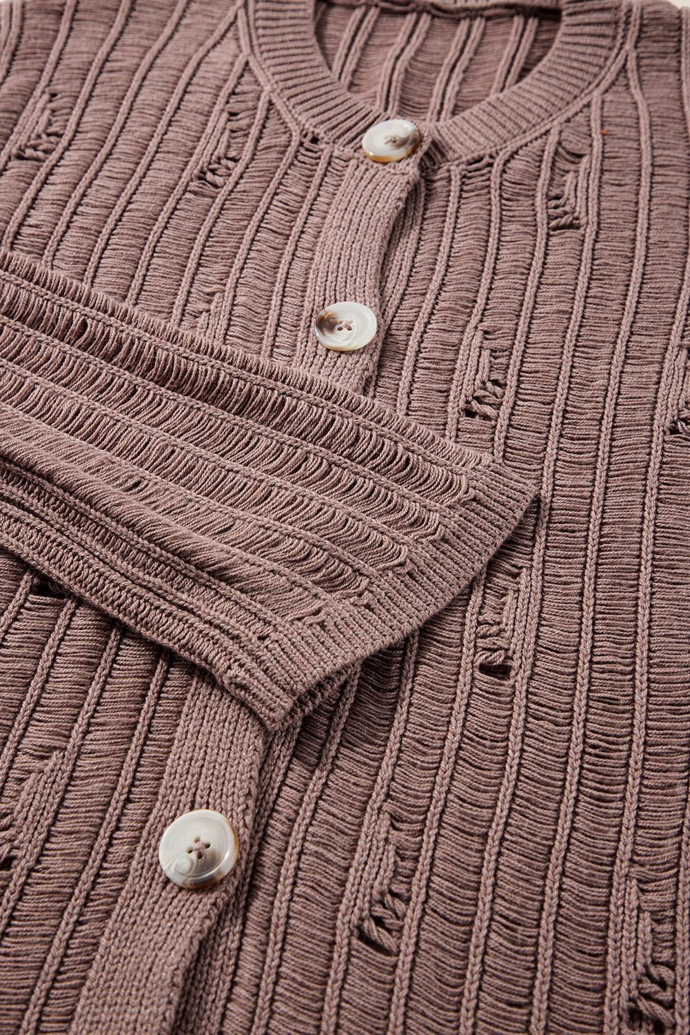 Goat Cut Out Textured Knit Buttoned Cardigan Cardigans JT's Designer Fashion