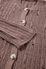 Goat Cut Out Textured Knit Buttoned Cardigan Cardigans JT's Designer Fashion