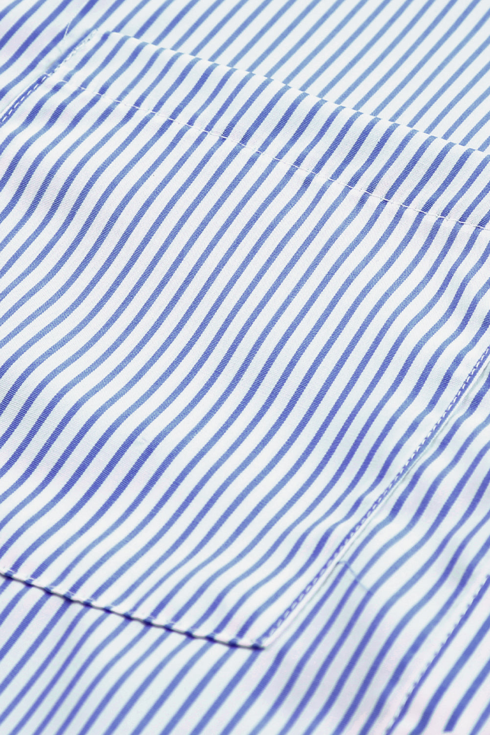 Blue Stripe Smocked Cuffed Striped Boyfriend Shirt with Pocket Blouses & Shirts JT's Designer Fashion