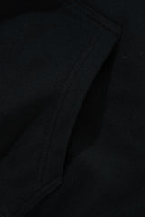 Black Fleece Lined Kangaroo Pocket Drawstring Chunky Hoodie Sweatshirts & Hoodies JT's Designer Fashion