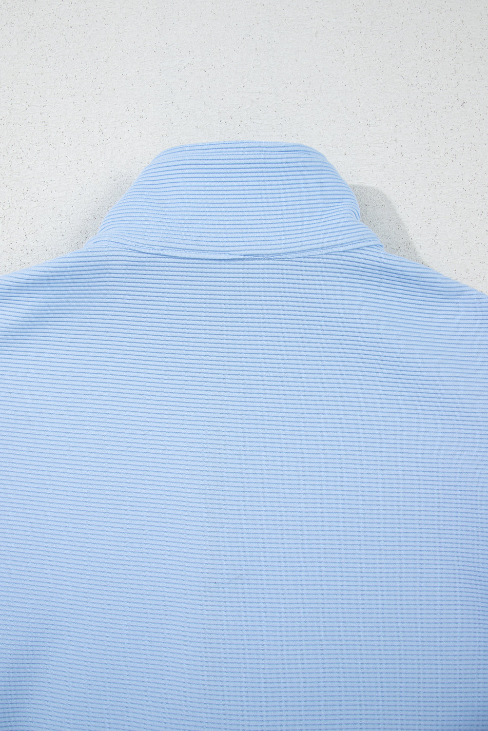 Beau Blue Ribbed Texture Half Zip Ruffled Short Sleeve Top and Shorts Set Short Sets JT's Designer Fashion