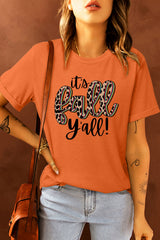 Orange Its Fall Yall Animal Print Casual T Shirt Graphic Tees JT's Designer Fashion