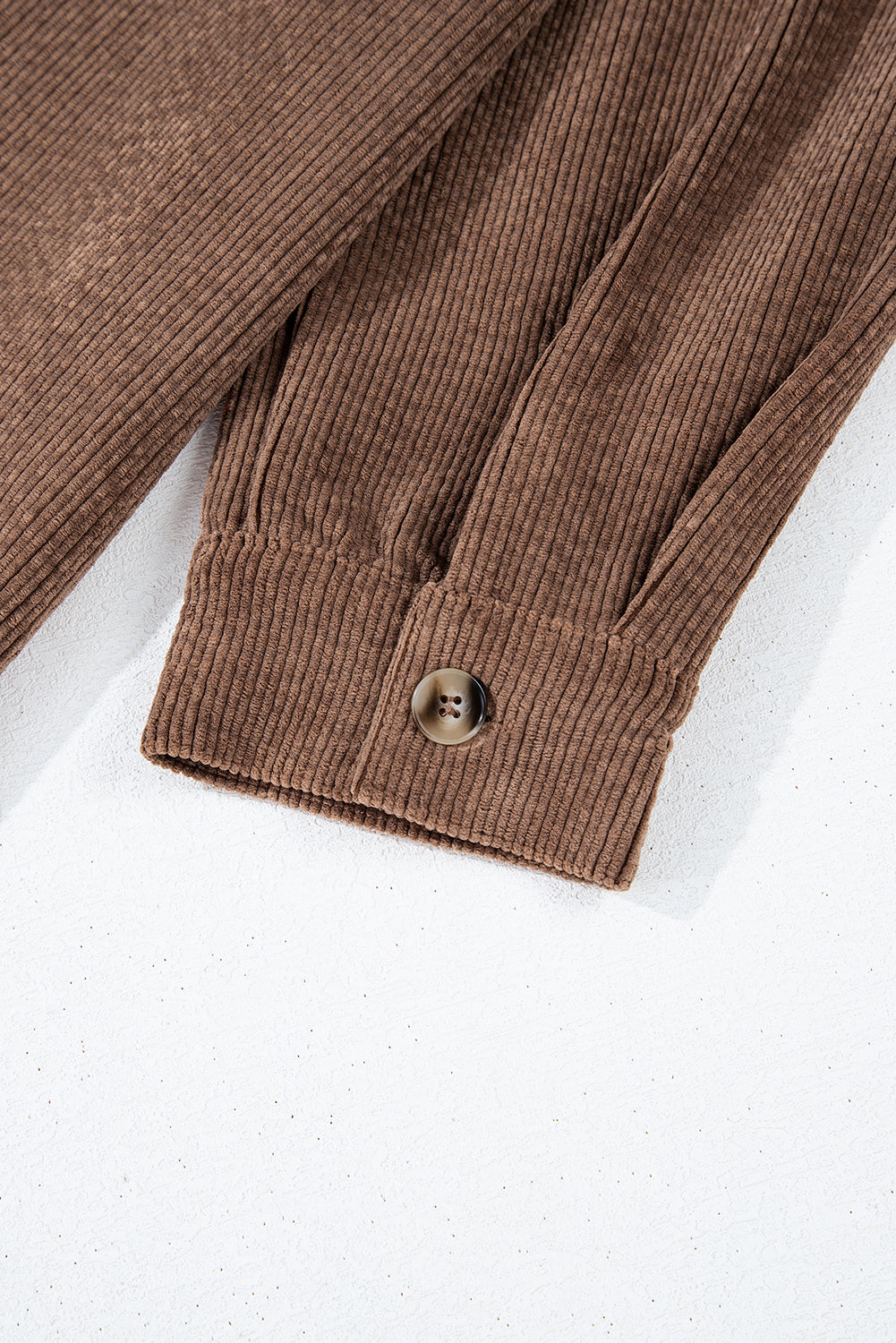 Chestnut Corduroy Flap Pocket Button Up Shacket Jackets JT's Designer Fashion