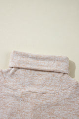 Apricot Drawstring Cowl High Neck Long Sleeve Split Top Long Sleeve Tops JT's Designer Fashion