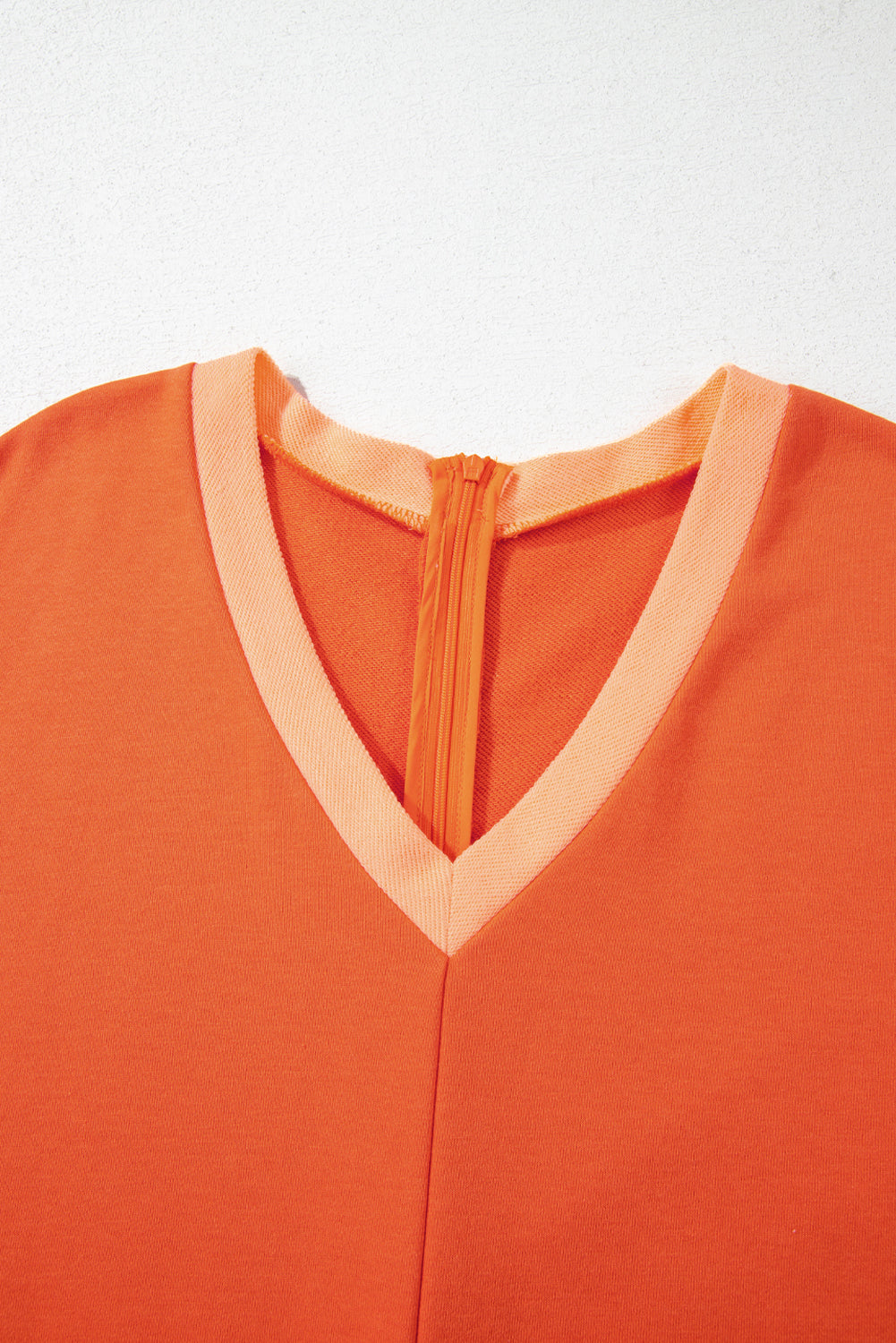 Russet Orange Two-tone Short Sleeve V Neck Patched Pocket Loose Romper Jumpsuits & Rompers JT's Designer Fashion