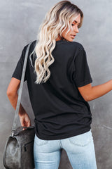 Black Heart Print Crew Neck Chic T Shirt Graphic Tees JT's Designer Fashion