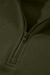 Jungle Green Zipped Neck Pullover Drop Shoulder Sweatshirt Sweatshirts & Hoodies JT's Designer Fashion