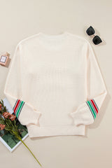 Beige Tinsel Holly Jolly Graphic Classic Sweater Sweaters JT's Designer Fashion