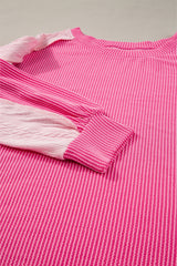 Bonbon Cable Knit Colorblock Exposed Seam Sweatshirt Sweatshirts & Hoodies JT's Designer Fashion