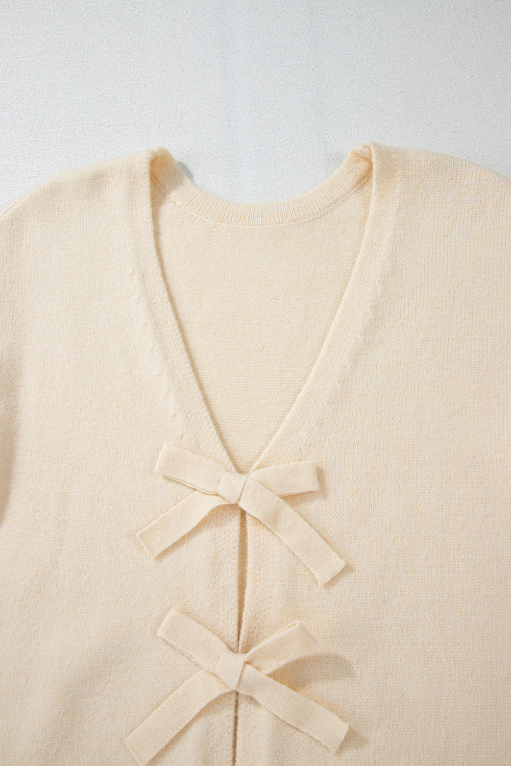 Jet Stream Bowknot Front Loose V Neck Knitted Cardigan Cardigans JT's Designer Fashion