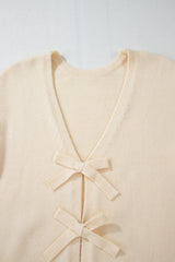 Jet Stream Bowknot Front Loose V Neck Knitted Cardigan Cardigans JT's Designer Fashion