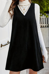 V-Neck Sleeveless Mini Dress Black Mini Dresses JT's Designer Fashion