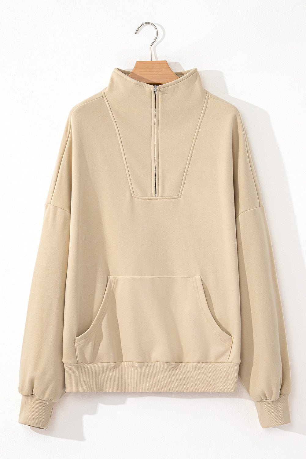 Smoke Gray Zip-up Stand Neck Kangaroo Pocket Sweatshirt Sweatshirts & Hoodies JT's Designer Fashion