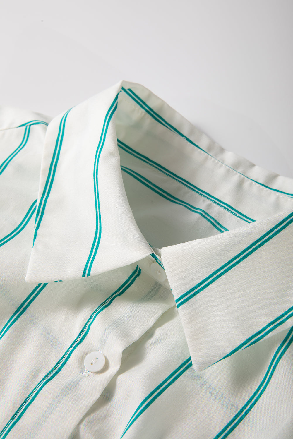 Mint Green St Patricks Striped Wide Short Sleeve Shift Mini Shirt Dress Mini Dresses JT's Designer Fashion