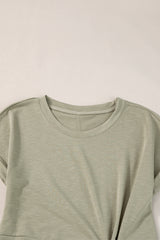 Laurel Green Folded Sleeve Twisted Mini T-Shirt Dress T Shirt Dresses JT's Designer Fashion