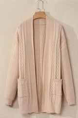 Parchment Oversize Chunky Cable Knit Open Front Midi-length Cardigan Cardigans JT's Designer Fashion