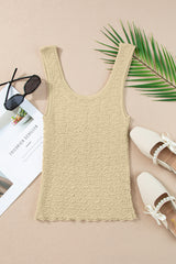 Apricot Textured U Neck Slim Fit Tank Top Sweaters & Cardigans JT's Designer Fashion