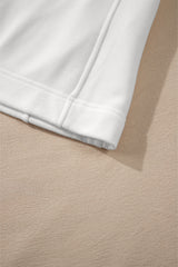 White Zipped Neck Pullover Drop Shoulder Sweatshirt Sweatshirts & Hoodies JT's Designer Fashion
