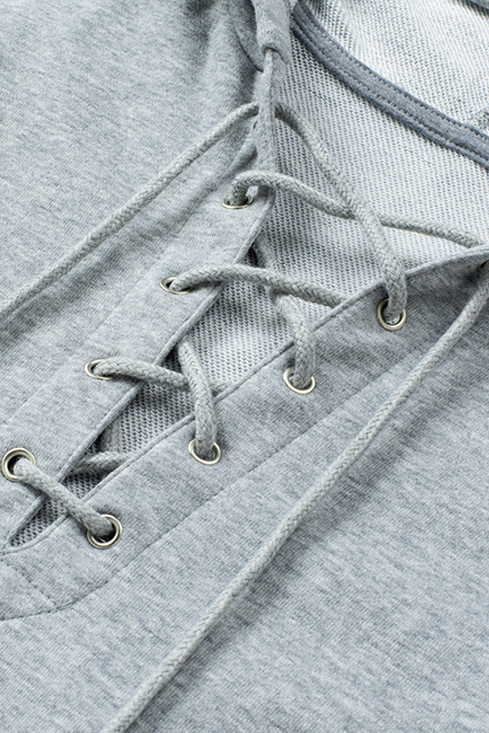 Grey Casual Solid Color Lace-up Hoodie Sweatshirts & Hoodies JT's Designer Fashion