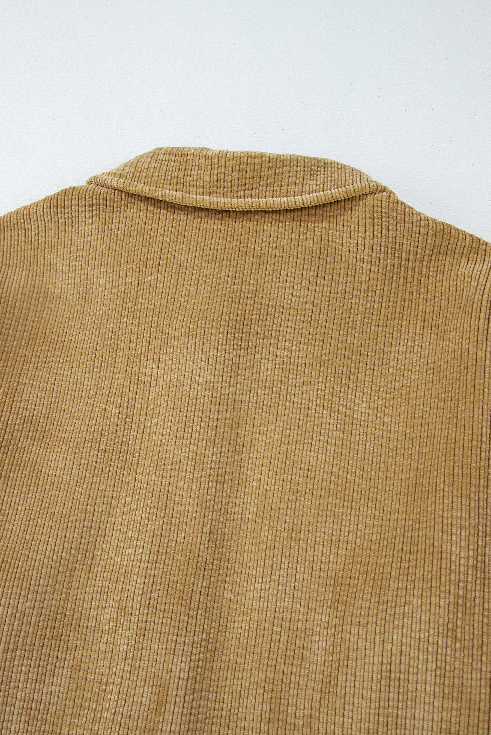 Light French Beige Patched Pocket Button Up Corduroy Shacket Jackets JT's Designer Fashion