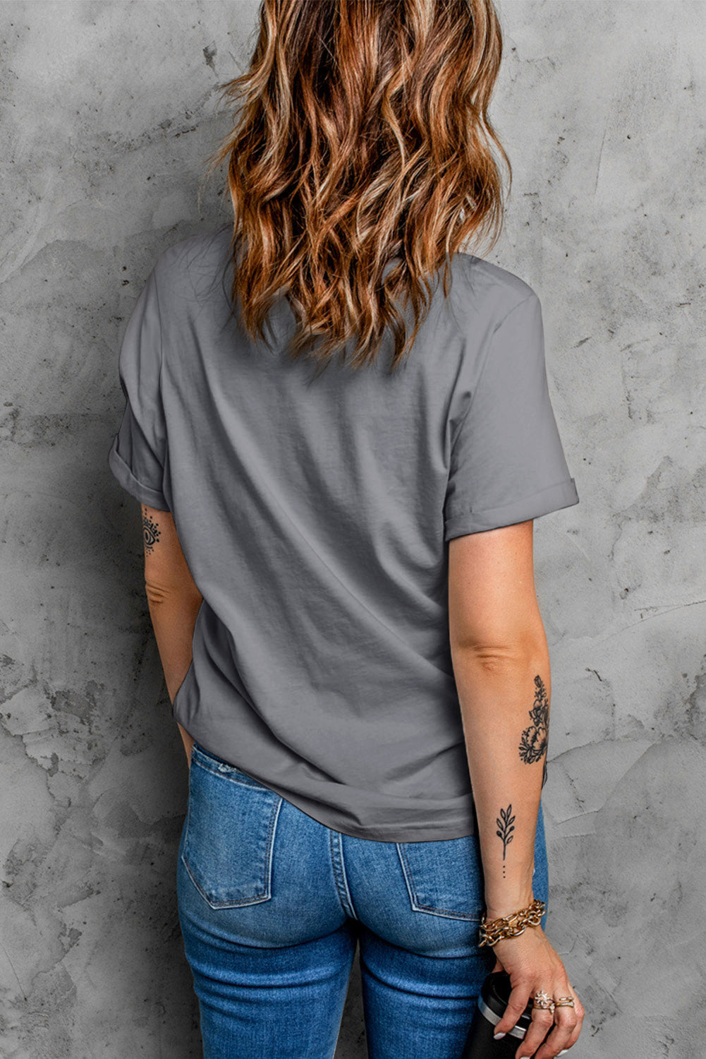 Gray Sequin Leopard Heart Graphic T-shirt Graphic Tees JT's Designer Fashion