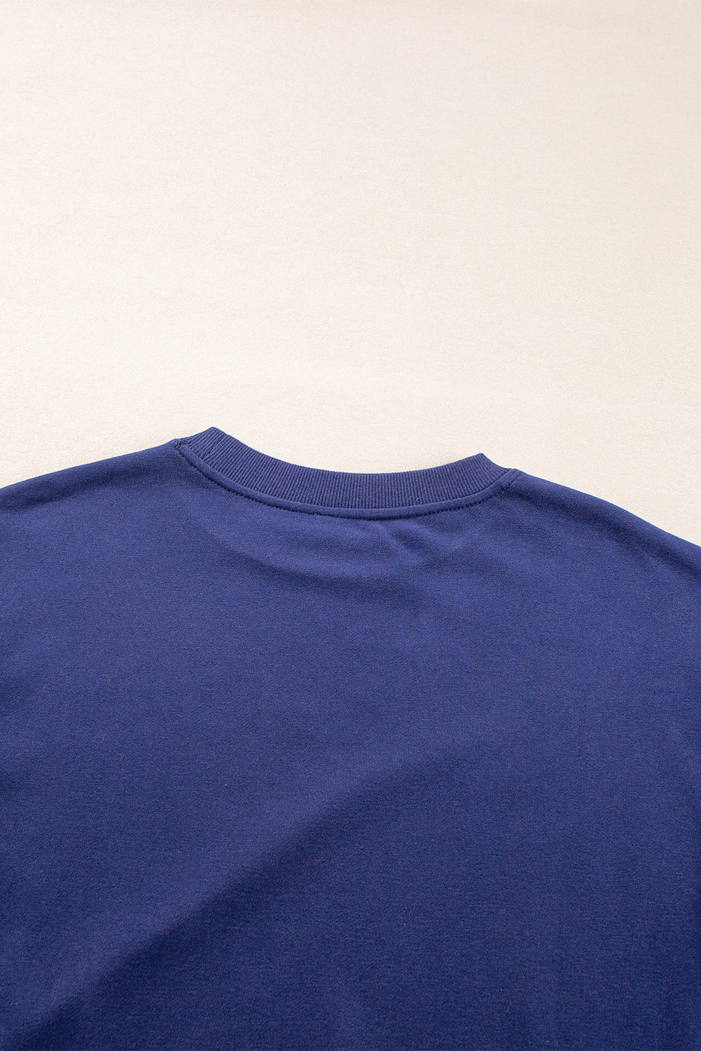 Navy Blue Plain Drop Shoulder Crewneck Pullover Sweatshirt Sweatshirts & Hoodies JT's Designer Fashion