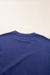Navy Blue Plain Drop Shoulder Crewneck Pullover Sweatshirt Sweatshirts & Hoodies JT's Designer Fashion