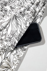 White Floral Print Pipping Trim Flutter Sleeve Mini Dress Floral Dresses JT's Designer Fashion