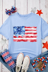 Myosotis American Flag Bow Knot Print Half Sleeve T Shirt Graphic Tees JT's Designer Fashion