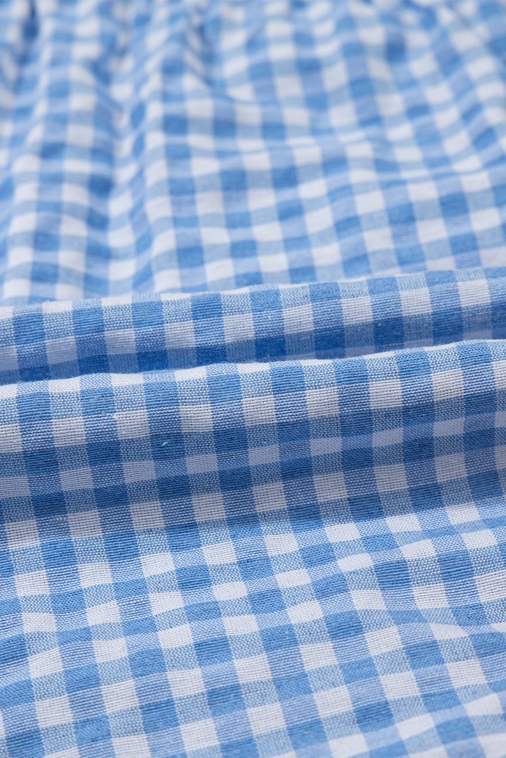 Blue Gingham Printed High Waist Shorts Casual Shorts JT's Designer Fashion